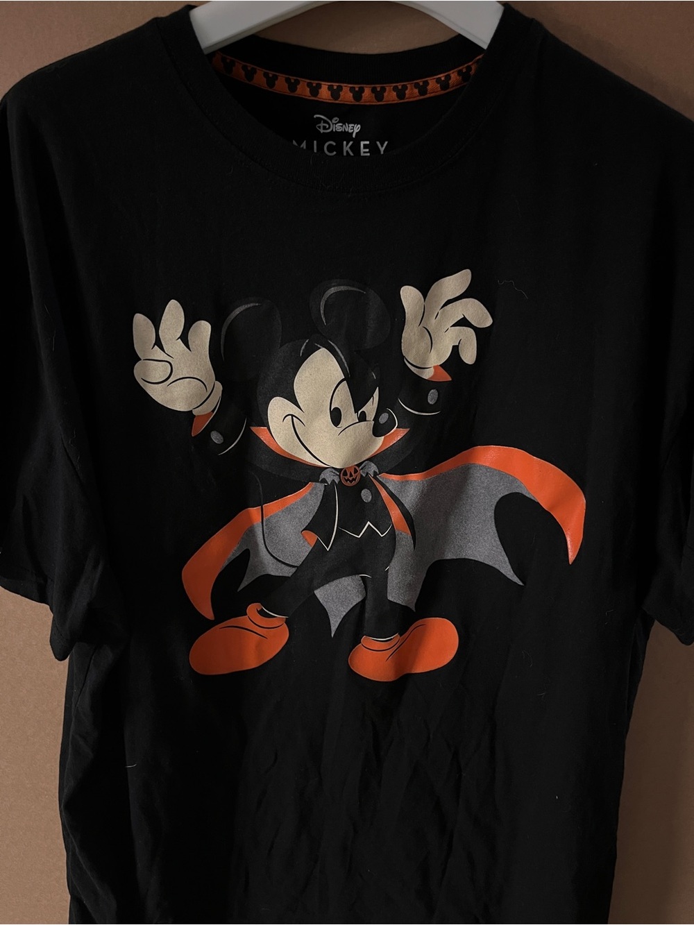 Disney Mickey Mouse Halloween Vampire Shirt Black Orange XXL Graphic Tee